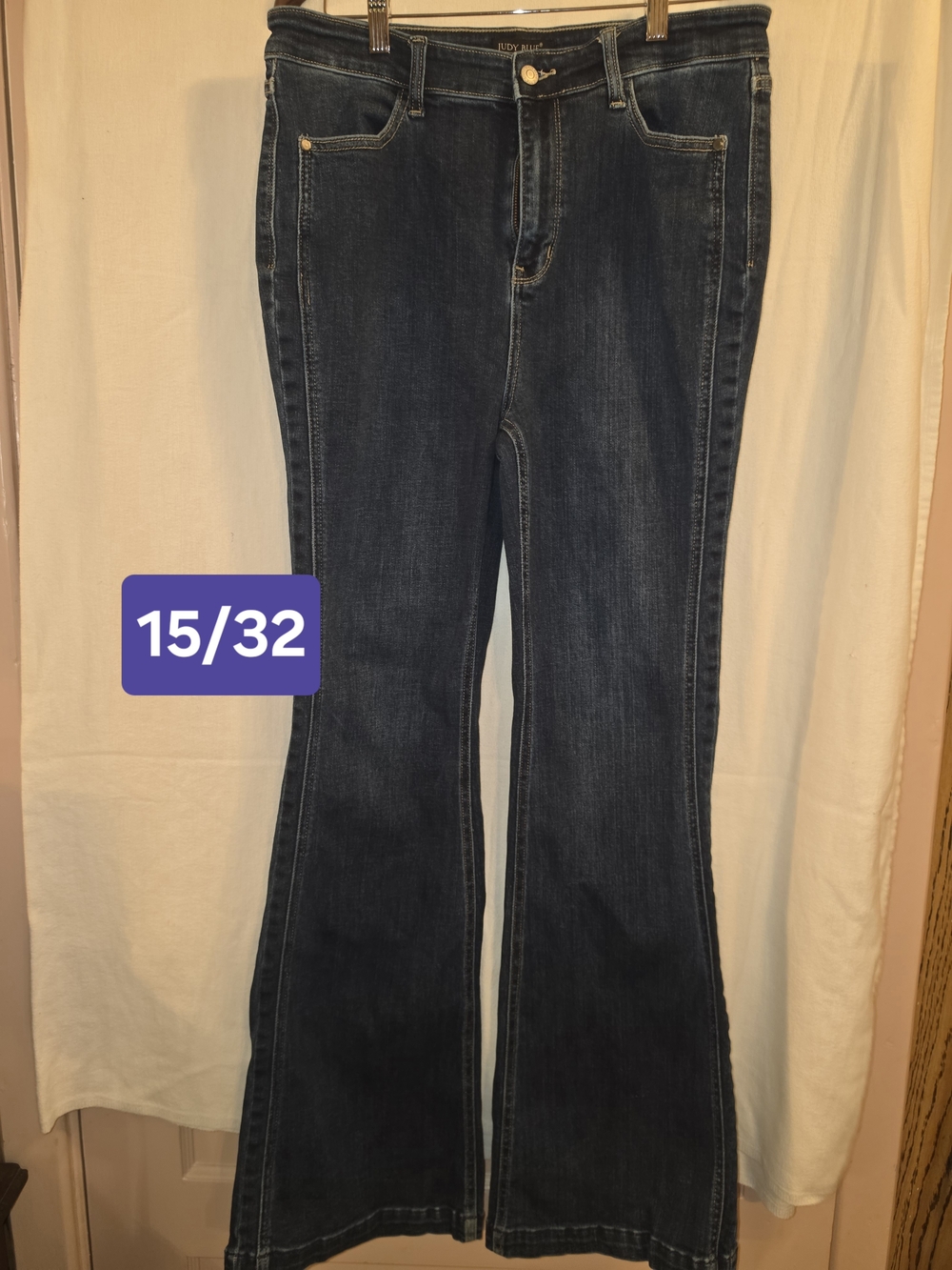 Judy Blue Sunset Stroll Angled Side Seam Flare Jeans 15/32 Dark Wash JB82538DK